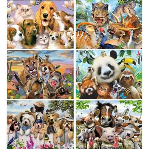 GATYZTORY Framed Animals Paint By Numbers For Adults Dogs Cats Picture On Canvas Home Decor Coloring By Numbers
