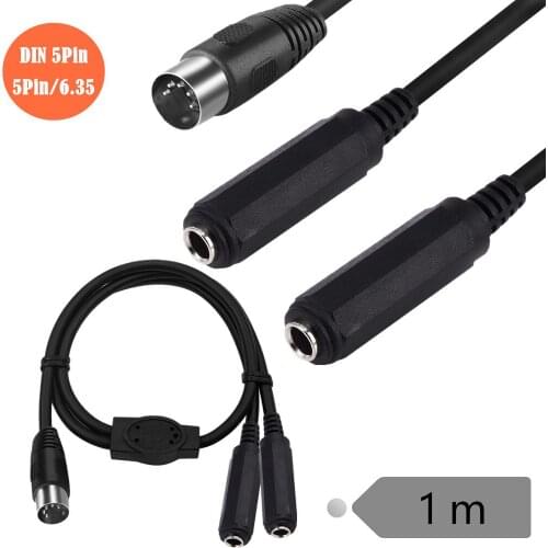 MIDI DIN 5Pin Male To Dual 6.35mm 1/4" TS/TRS Female Adapter Cable For Speakers Amplifiers Tape Recorders MIDI Keyboards Guitars