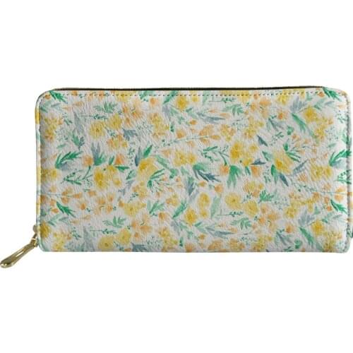 Zip Around Wallet for Women Fashion Long Purse With Floral Print PU Leather Coin Wallet Phone Coin Money Bag Cute Card Holder