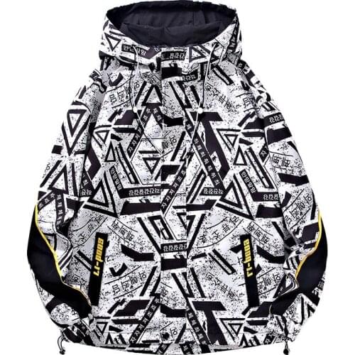 Mens Coat Autumn New Youth Hooded Trend Loose Printing Mens Oversized Windbreaker Ropa Para Hombre Streetwear Jacket for Men