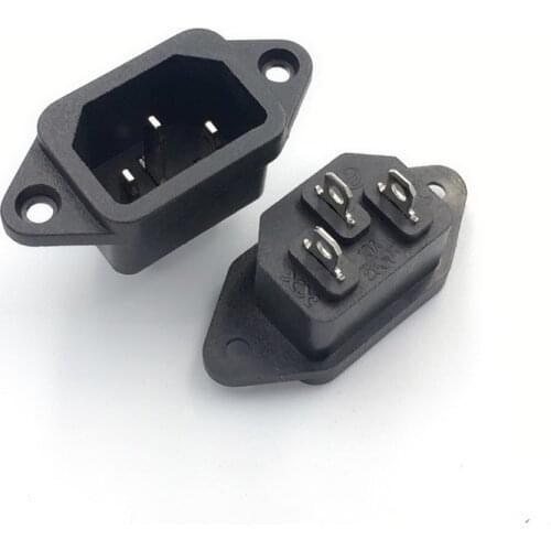 Hot IEC 320 C14 Male Plug 3 Pins PCB Screw Type Panel Power Inlet Socket Connector 1 Pc AC 250V 10A Plastic Metal