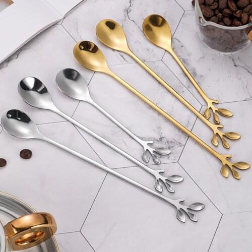 Stainless Steel Mixing Spoon Dessert Spoon Coffee Fruit Spoon Creative Tea-spoon Tableware Kitchenware Cooking Gadget Dinnerware