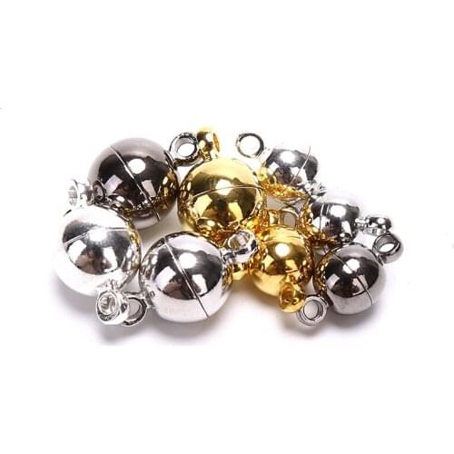 10Pcs Magnetic Lobster Clasps Hook Round Crystal Beads For Bracelet DIY Jewelry Making Findings