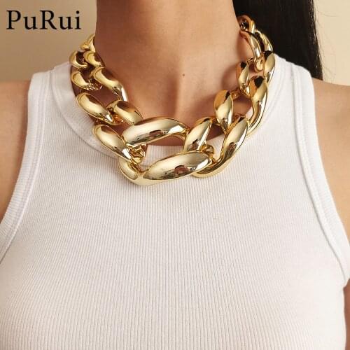 Statement Big Chunky Chain Choker Necklace Goth Aesthetic Acrylic CCB Thick Chain on The Neck Collares Necklaces Famale Jewelry