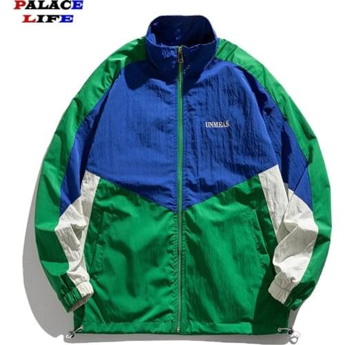 Men Hip Hop Vintage Patchwork Jacket 2021 Spring Baseball Jacket Windbreaker Male Korean Style Loose Jackets Women Harajuku Coat