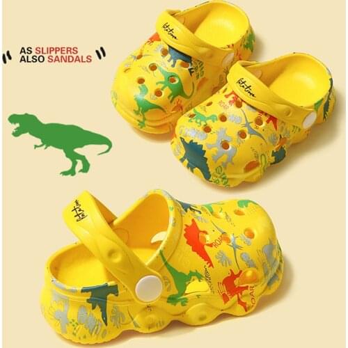 Kids Sandals Summer Baby Children Clogs Mules Boys Dinosaur Garden Shoes Beach Flat Cave Hole Sandals Toddler Slippers For Girls