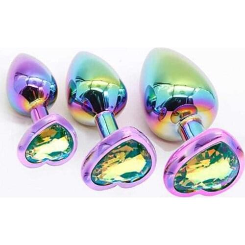 Anal Plug Trainer Kit, 3 PCS Metal Anal Butt Plugs Heart Shaped Jewelry Anal Trainer Toys Unisex for Beginners Advanced Users