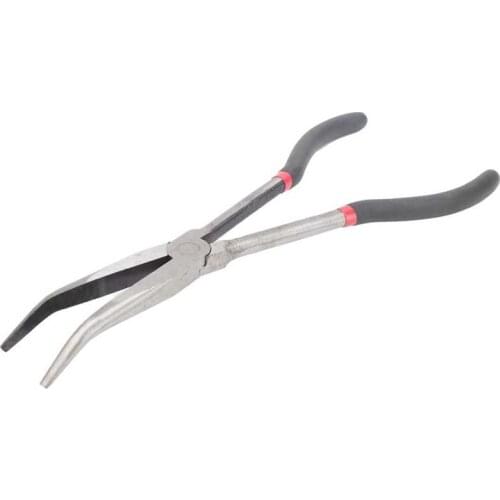 Electric Power Tool Sets 11in Extended Handle Pliers 45 Degrees Curved Nose Steel Pliers with Plastic Handle Hardware Tool