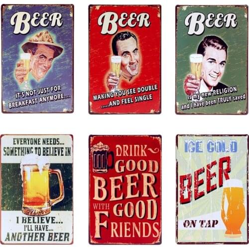 Drink Good Beer With Good Friend Metal Plate Vintage Wine Drink Tin Signs For Bar Pub Club Garage Wall Art Painting Plaque YN020