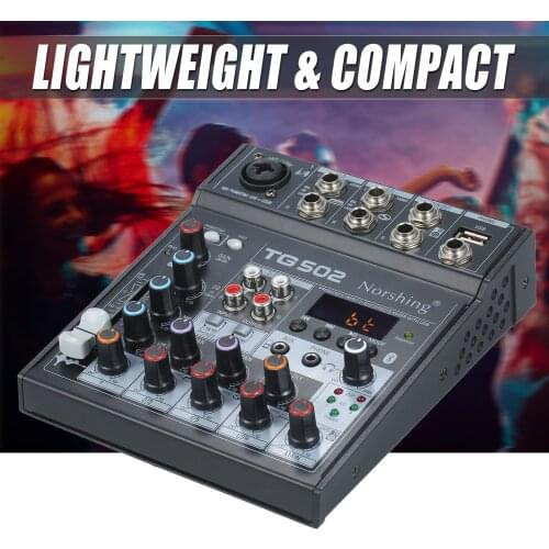 Norshing TG 502 Professional Audio Mixer 4 Channel Stereo Sound Board Console System USB BT Digital Audio Signal Processor
