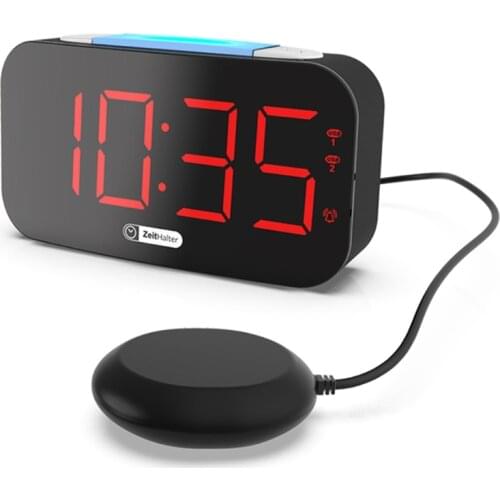 K92A Loud Alarm Clock with Vibrating Bed Shaker Dimmer Night Light USB Charger Snooze