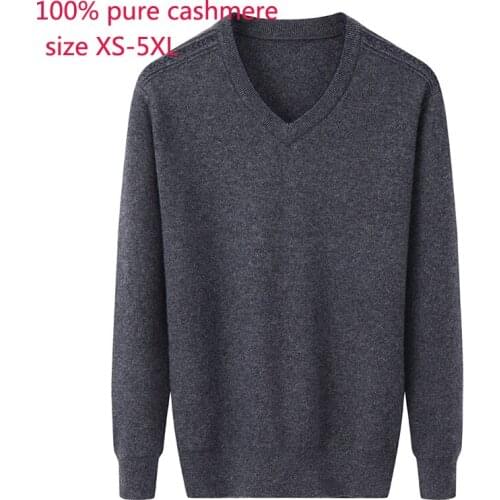 New Arrival Fashion High Quality 100% Cashmere Thickened Autumn Winter Computer Knitted Casual V-neck Pullovers Plus Size XS-5XL