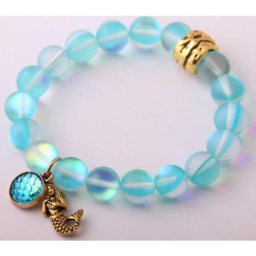 New Design Fashion Armband Made By 10mm Beautiful Shiny Crystal Stone Vintage Gold Charm Fish Scales Mermaid Bracelet bangle