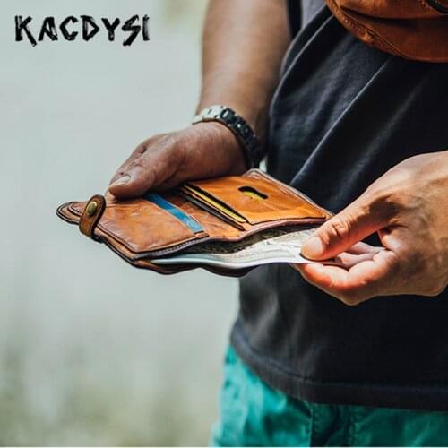 Original Retro Quality Short Men Wallet Real Cowhide Coin Purse Man Small Classic Wallet Leather Money Pocket Credit Card Holder