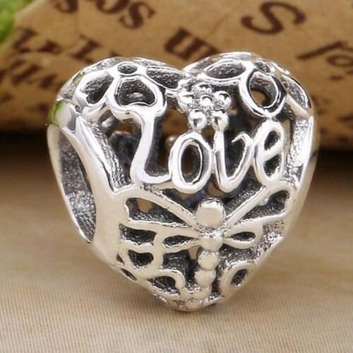 Original Flowers & dragonfly Love Heart Promise Of Spring Beads Fit 925 Sterling Silver Bead Charm Bracelet Diy Jewelry