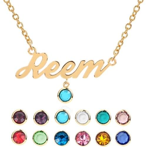 New Fashion Trendy Jewelry DIY Birthday Stone Custom Necklace Stainless Steel Custom Name Necklace Girls Best Birthday Gift