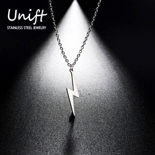 Unift Stainless Steel Cool Weather Lightning Necklace Retro Minimalist Hip pop Puck Jewelry Men Womens Accessories Gifts Unisex