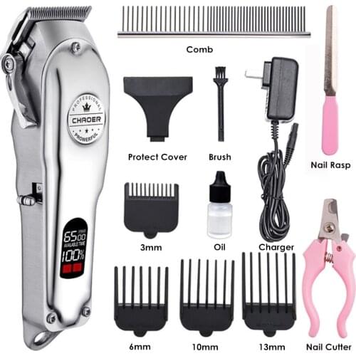 All-Metal Professional Dog Hair Trimmer Cat Cutters Hair Remover Animals Grooming Machine Rechargeable Powerful Pet Hair Clipper