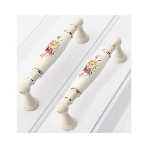 Rose Zinc Alloy Drawer Handle, Ceramic Modern Minimalist Elegant Kitchen Furniture Cabinet Pull, Shoe Locker Knob, Large Handle