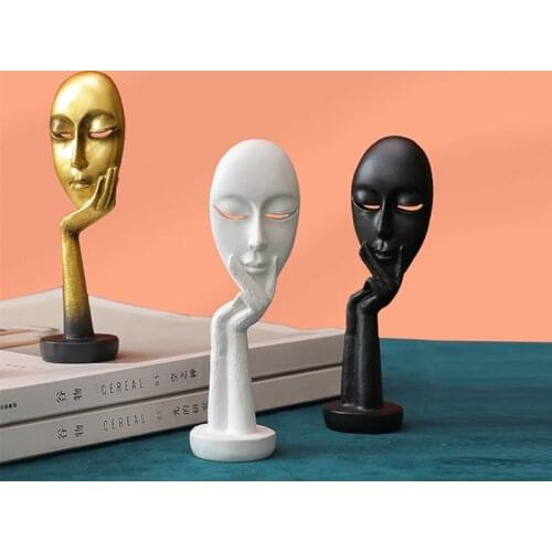 Nordic Resin Face Mask Sculpture Modern Abstract Art Ornaments Home Decoration Hotel Office Porch Miniature Figurines Gift