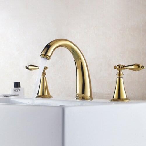 European Style Three-Hole 8-Inch Basin Faucet Copper Bathroom Cabinet Split Faucet Three-Piece Titanium Faucet On Sale
