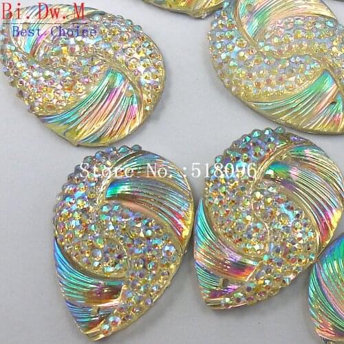 ALluring Resin Rhinestones,White AB 18x25mm Drop Droplet Stones and Crystals Strass Crystal For Sewing Sew-on Evening Dresses
