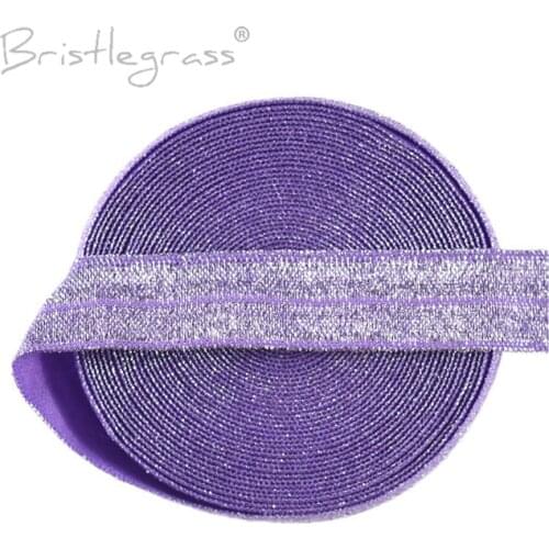 BRISTLEGRASS 5 Yard 5/8" 15mm Silver Glitter FOE Fold Over Elastic Spandex Band Kid Hair Tie Headband Tutu Dress DIY Sewing Trim