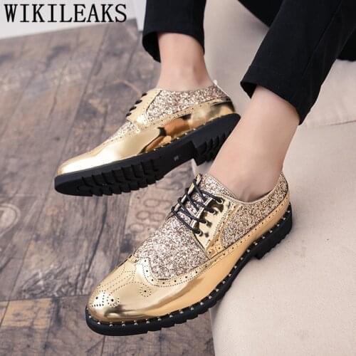Brogue Shoes Men Oxford Glitter Gents Shoes Wedding Dress 2021 Men Italian Shoes For Men Fashion Chaussures Hommes En Cuir Luxe