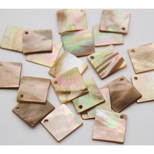 High Quality New ) 12/15MM Square 100% Pure Natural Yellow Shell Jewelry Loose Beads Charms Diy Making Findings