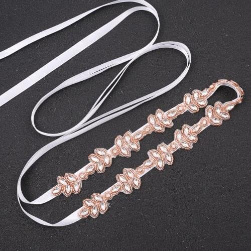 SESTHFAR Bridal Belt Sash with Rhinestones Wedding Dress Belt Crystal Headband Bride Bridesmaids Sash