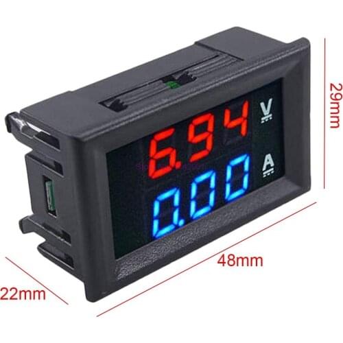 100 pieces Mini Digital Voltmeter Ammeter DC Panel Amp Volt Voltage Current Meter Tester Detector 0.56" Dual LED Display Auto