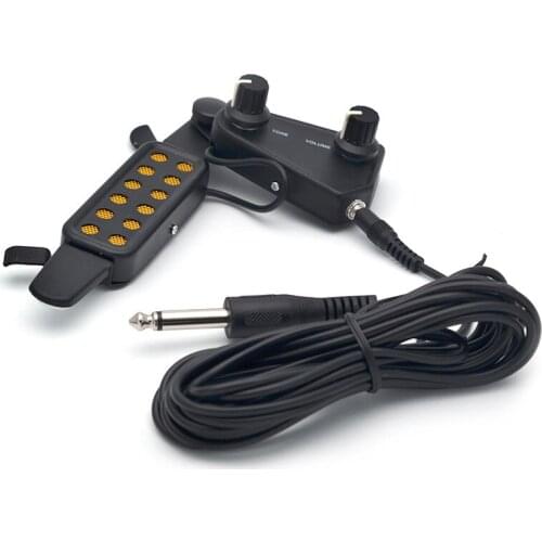 12 Sound Hole For Acoustic Classical Guitar Pickup Tone Volume knob With Cable,Black