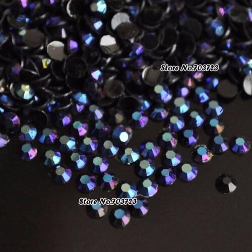 3mm Nail Art Decoration Beads Black AB Rhinestones Blue Shiny Surface 1000pcs J20