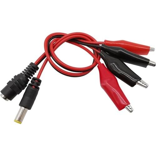 5.5x2.1mm DC Power Male Plug/Female Jack to 2x Alligator Clip Crocodile Clamp Electrical DIY Test Wire Cable Connector