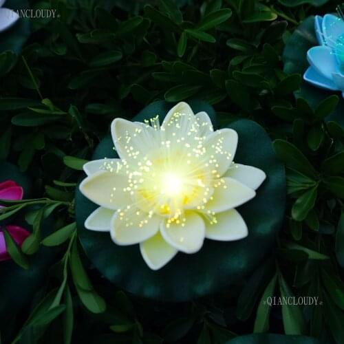 5 pieces Beige Artificial Optic fibre Lotus leaf flowers Water Lily Floating Pond flower Pool Plants wedding decoration C70