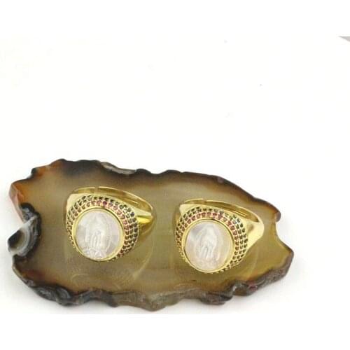 5pcs/lot Fashion cz/shell ring,Virgin Mary religion shape rings,popular adjustable ring