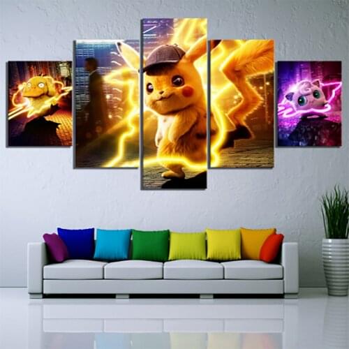 5 Piece Wall Art Canvas Anime Manga Posters Pet Elves Figure Pictures And Prints Modern Home Living Room Decoration Paintings