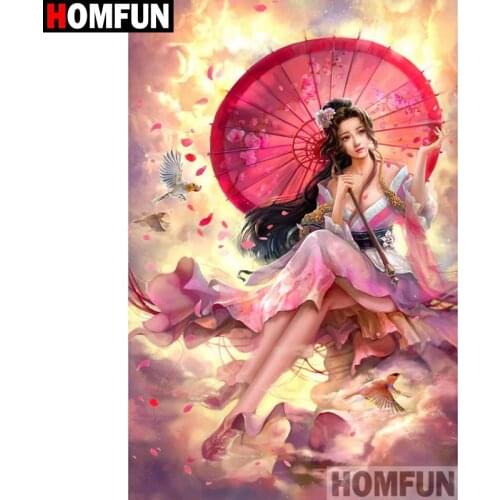 HOMFUN Full Square/Round Drill 5D DIY Diamond Painting "Umbrella beauty" Embroidery Cross Stitch 5D Home A08068