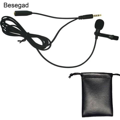Besegad Mini Lavalier Clip-on Lapel Hands-free Microphone Mic for Computer Laptop Tablet Conference Mobile Cell Phone Recording