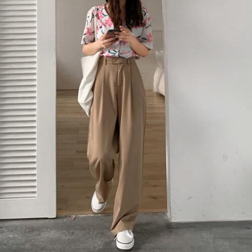 2021 Autumn New Woman High Waist Wide Leg Pants Women Trousers Black Loose Office Lady Work Wear Clothes