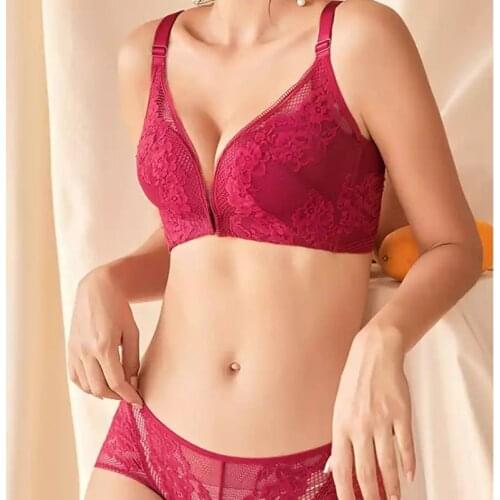 Sexy Beauty Back Lingerie Lace Front Closure Plus Size Push Up Wireless Bras For Women Bralette Thin Brassiere Front Closure Top