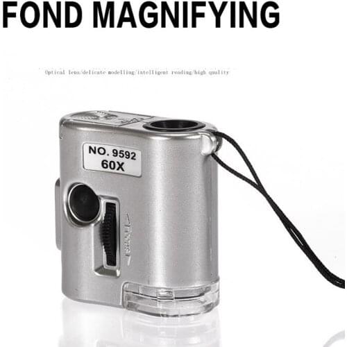 DHL/Fedex 200PCS MG9592 60 X Mini With LED Lights Money Detector Appraisal Microscope Loupe