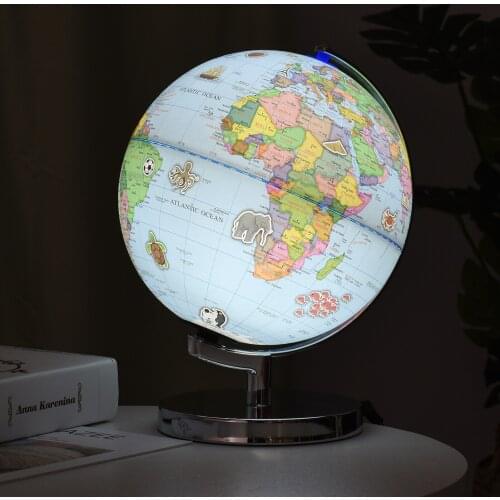 World Globe Illuminated AR Globe with Stand Educational LED Augmented Reality Earth Globe for Learning Geography Constellation