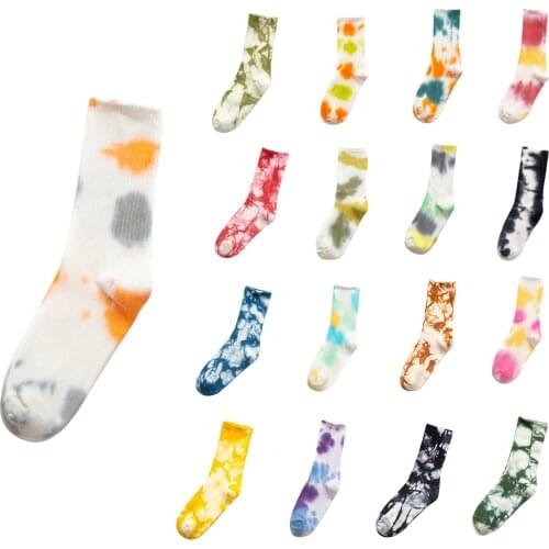Cool Tie-dye Cotton Socks Fashion Colorful Tie Dye Street Harajuku Casual Tube Warm Sports Basketball Socks For Both Men Women