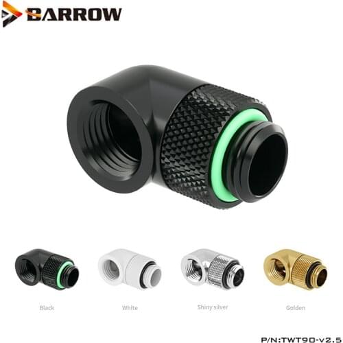 Barrow Gold Black White Silver elbow. G1/4'' thread 90 degree Rotary Fittings ,water cooling Adaptors TWT90-v2.5 drop shipping