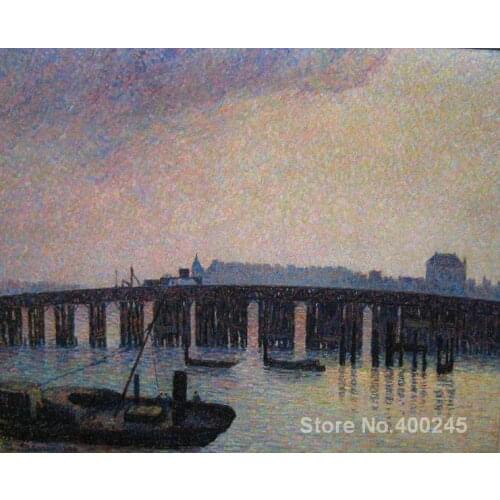 Oil painting Landscape Old Chelsea Bridge Camille Pissarro artworks Hand-painted High quality