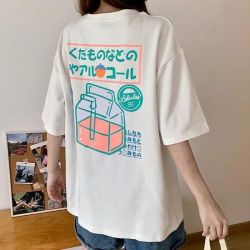 Cute Cartoon Sweet Girls T-shirt Japanese Streetwear Harajuku Kawaii Casual Tops ulzzang Summer Woman Tshirts