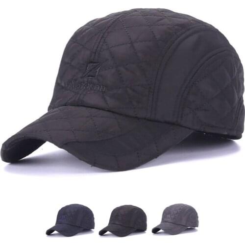 Mens Adjustable Baseball Cap Old Men Peaked Hat Dad Winter Keep Warm Thicken Cotton Solid Casual Hat Trucker Snapback Sun Hat