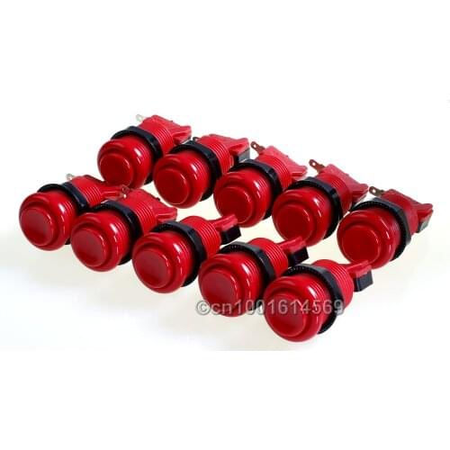 New Easyget 10pcs/lot 30mm Arcade Happ Style Push Buttons For Arcade MAME DIY & Raspberry Pi 1 2 3 RetroPie DIY Projects - Red