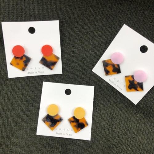 New Fashion Leopard Earrings Acetate Earrings Personality Atmosphere Exaggerated Edition Geometric Round Brown Acrylic Earrings